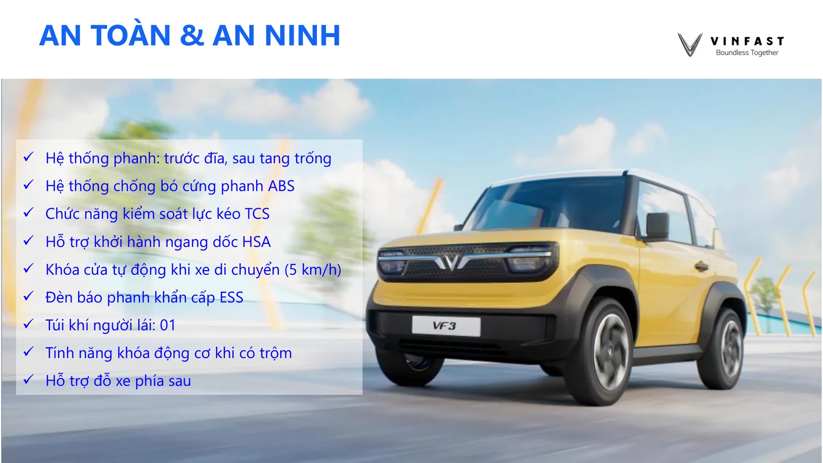 Trang bị an toàn và an ninh trên VinFast VF3