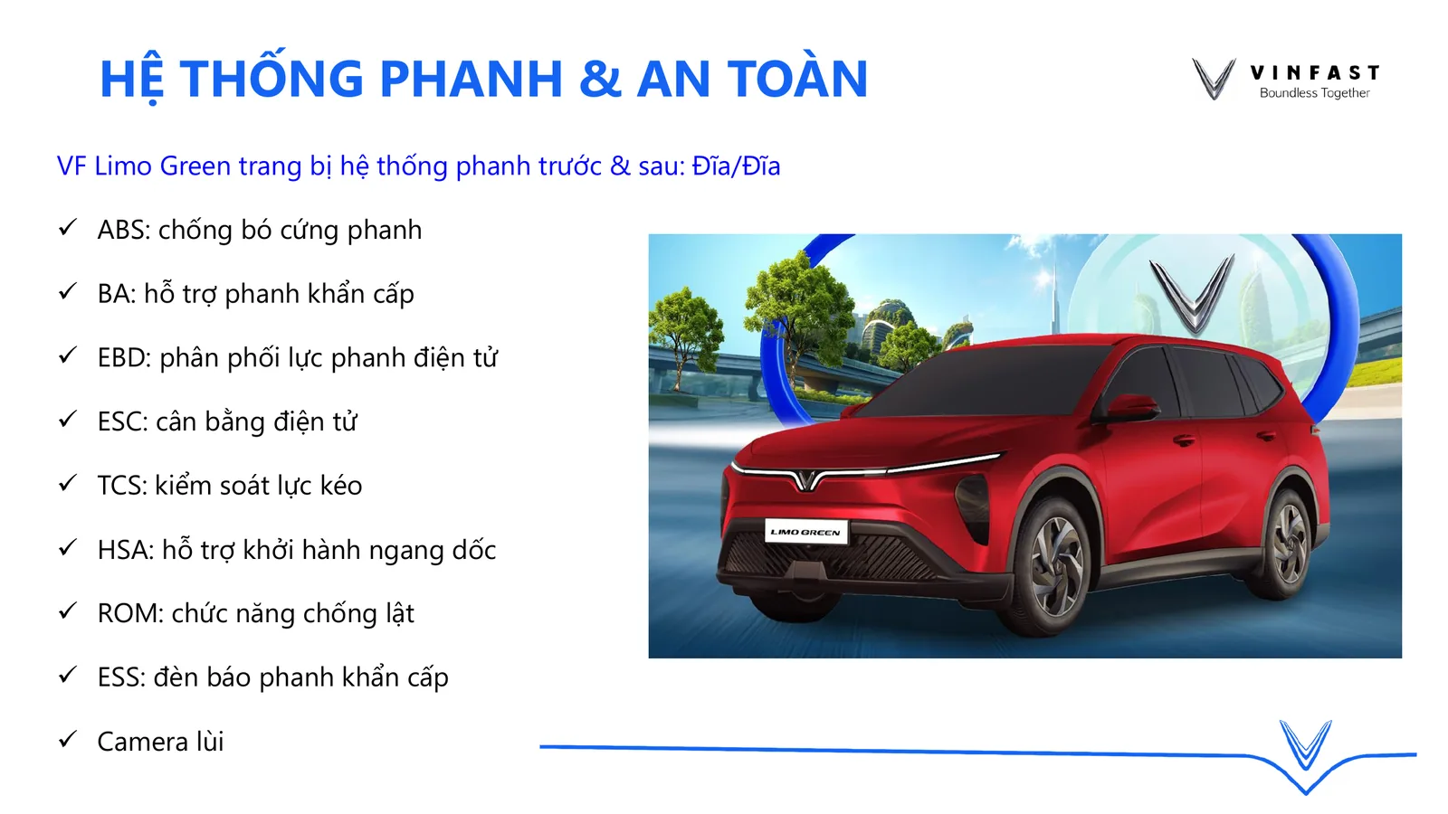 Các hệ thống phanh và an toàn VinFast Limo Green
