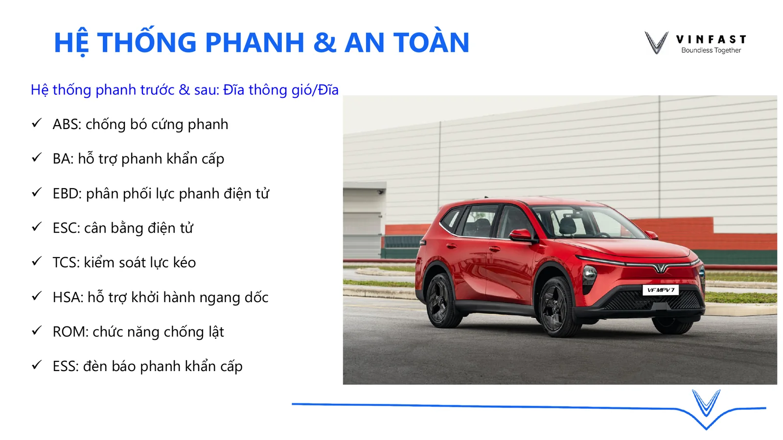 Hệ thống phanh và an toàn VinFast MPV7