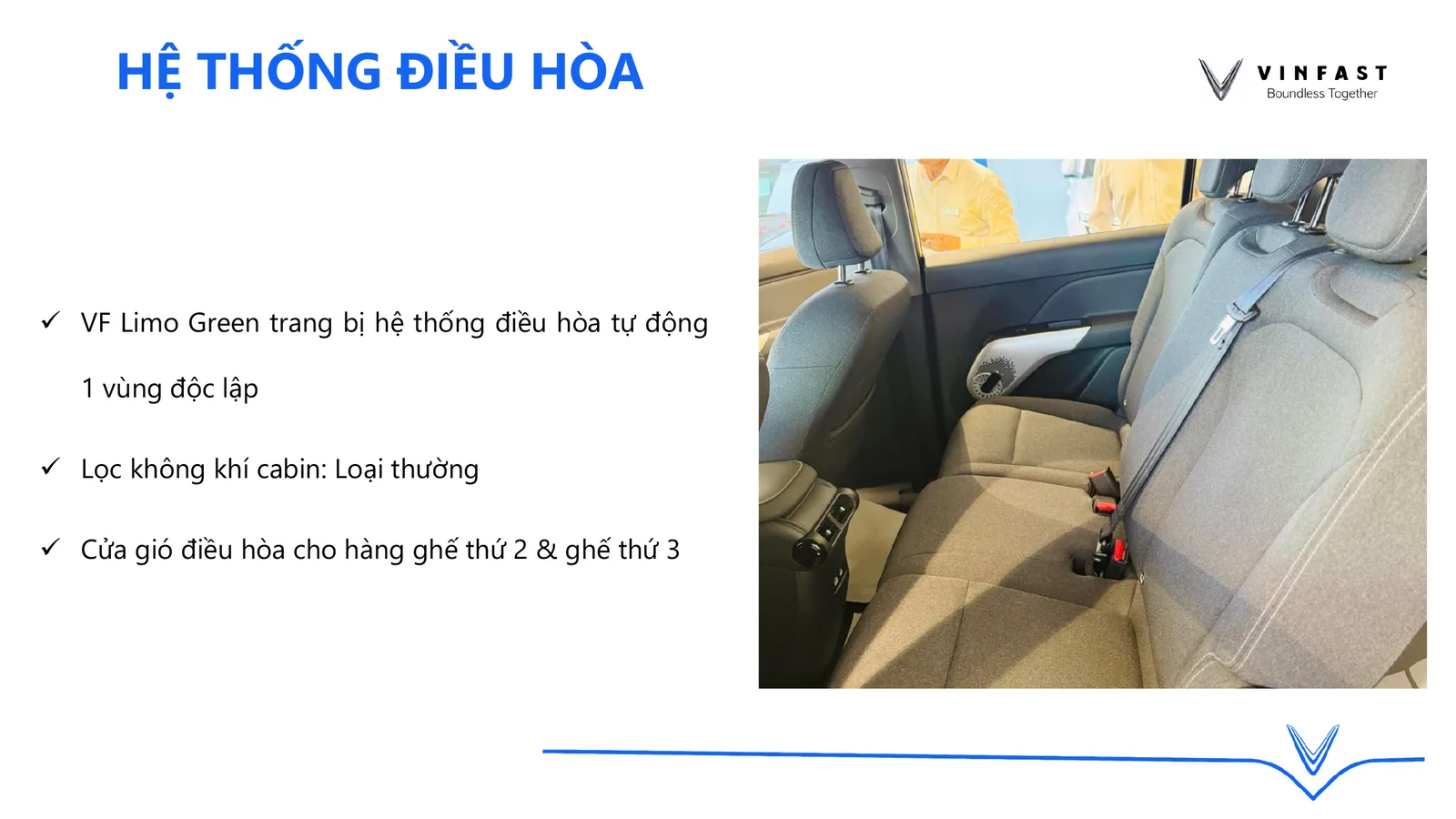 Hệ thống điều hòa và cửa gió hàng ghế sau VinFast Limo Green