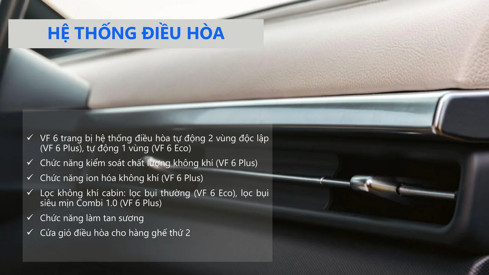 Hệ thống điều hòa và lọc không khí trên VinFast VF6