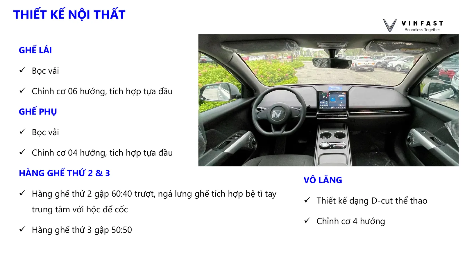 Thiết kế nội thất và ba hàng ghế VinFast Limo Green