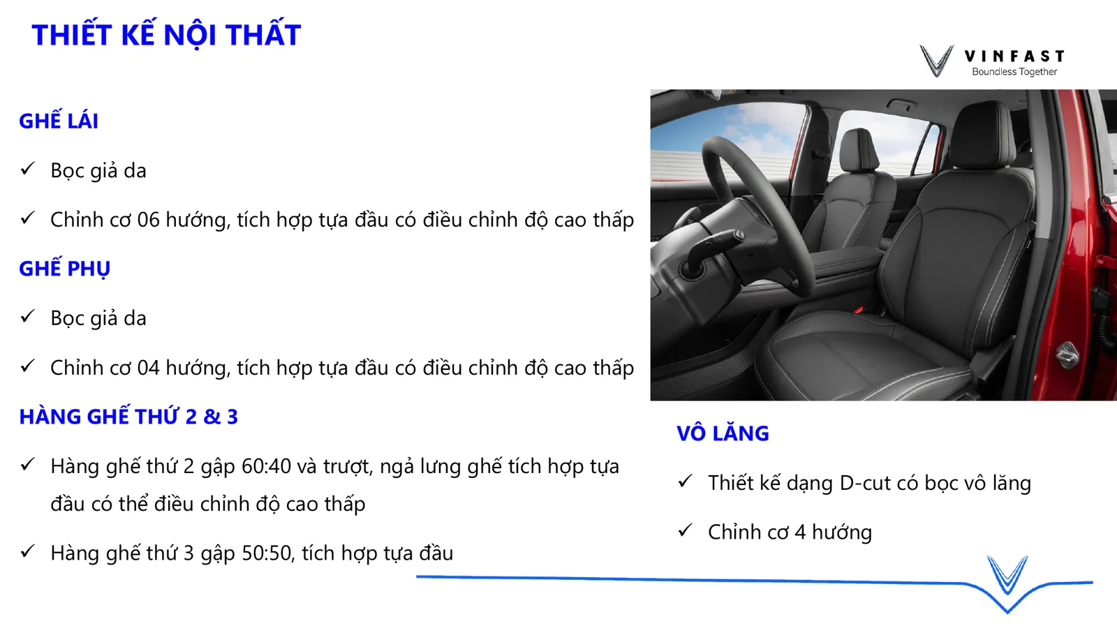 Thiết kế ghế và vô lăng VinFast MPV7