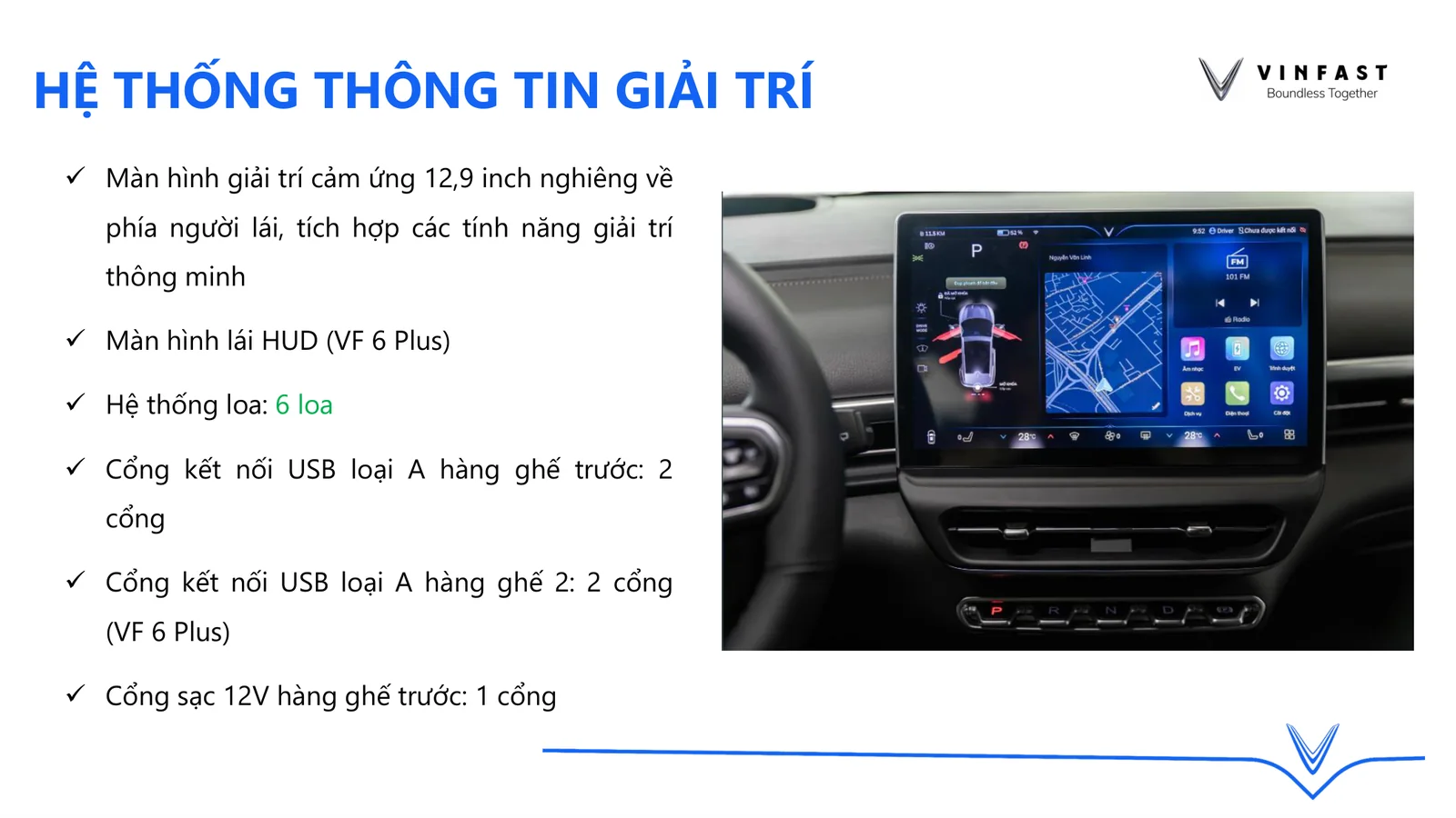 Màn hình giải trí 12,9 inch và tiện nghi VinFast VF6
