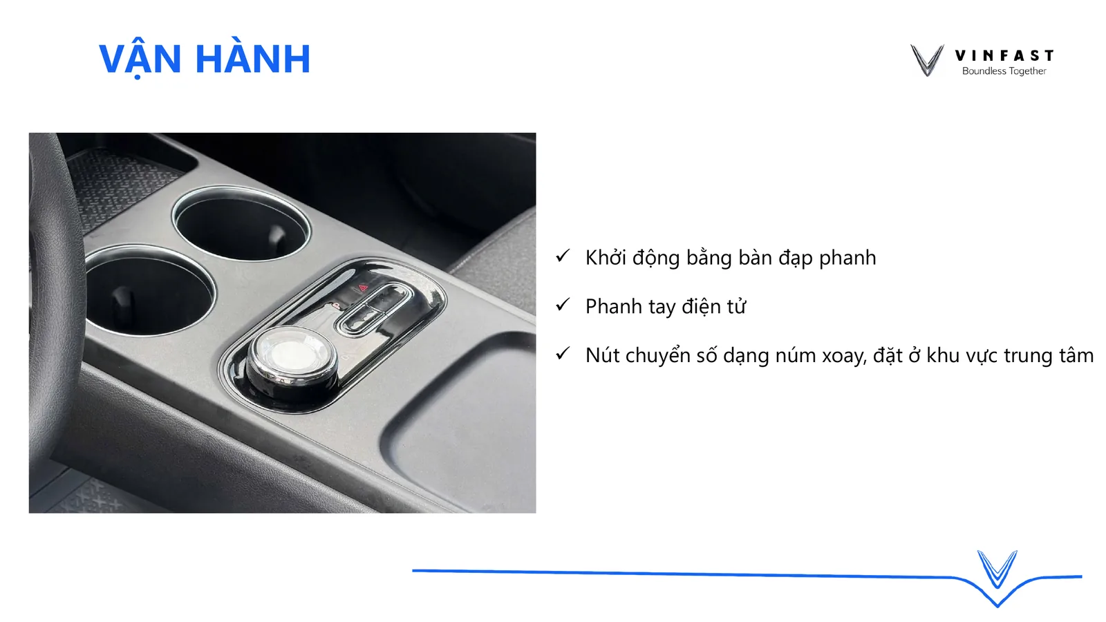 Núm chuyển số và phanh tay điện tử VinFast Limo Green