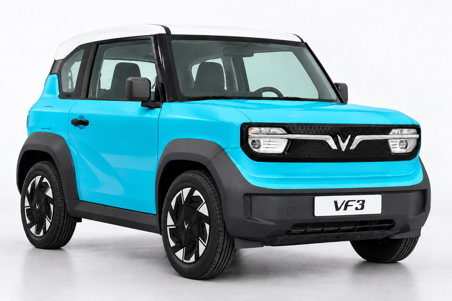 VF3 Plus xanh dương nóc trắng, góc nhìn phía trước